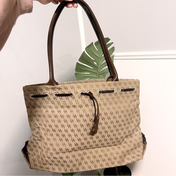 Dooney & Bourke Handbags - Dooney & Bourke Monogrammed Logo Large Shoulder Bag Leather Straps